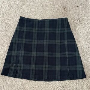 PacSun Black and Dark Green Plaid Mini Skirt